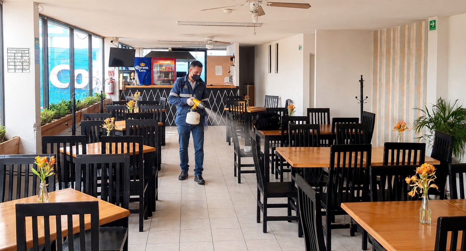 Limpieza y desinfección profesional en restaurante